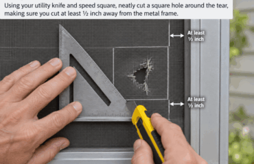 RepairTornFiberglassDoorScreenStep1 Repairing a torn fiberglass door screen, Step 1