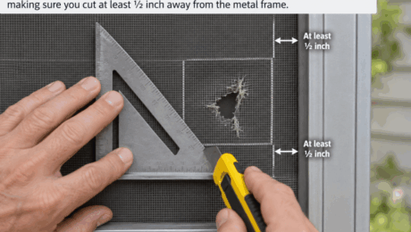 RepairTornFiberglassDoorScreenStep1 Repairing a torn fiberglass door screen, Step 1