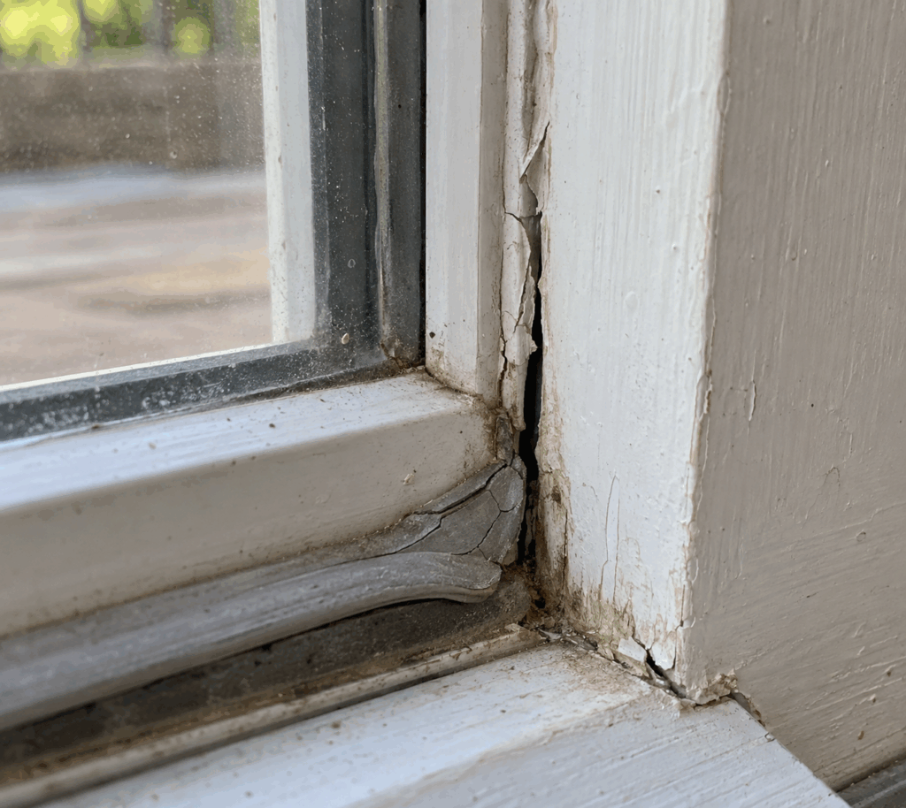 Cracked Window Frame Weatherstripping