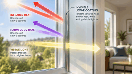 Low-E Coating Diagram Heat & UV Reflection Low-E Coating Diagram: Heat & UV Reflection