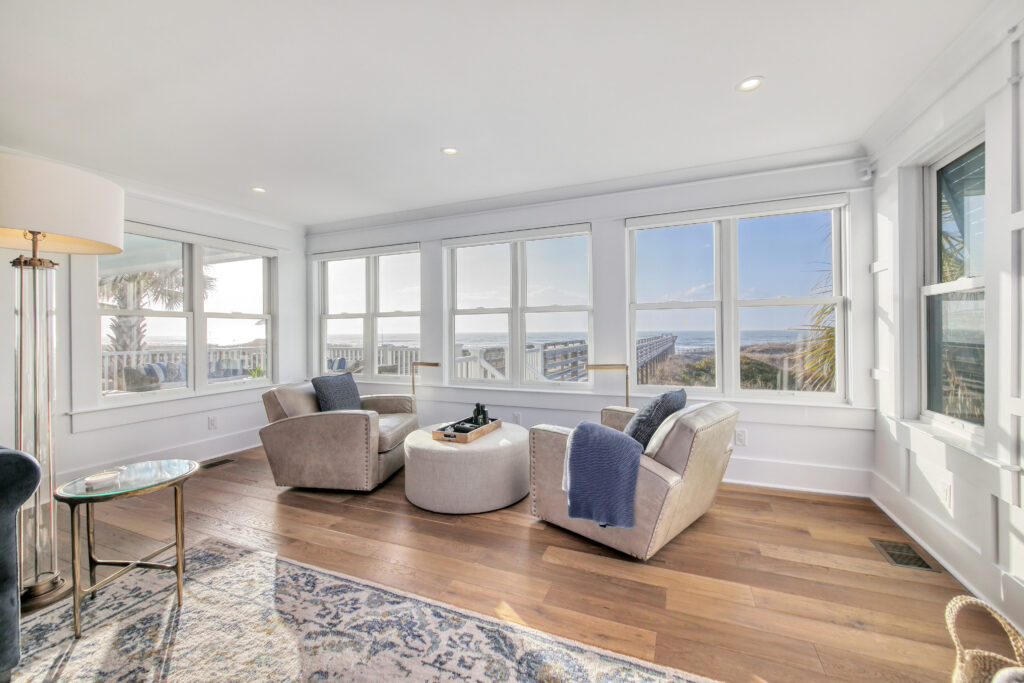 beautiful coastal sun room with energy-efficient windows