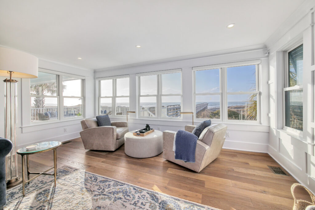 beautiful coastal sun room with energy-efficient windows