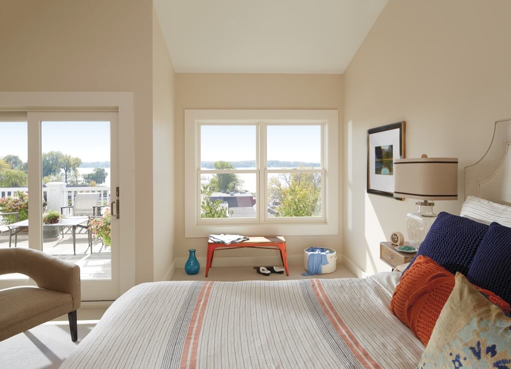 beach bedroom with windows