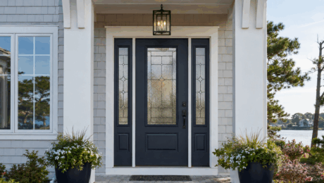 Ensemble fiberglass entry door installed on a Virginia Beach home
